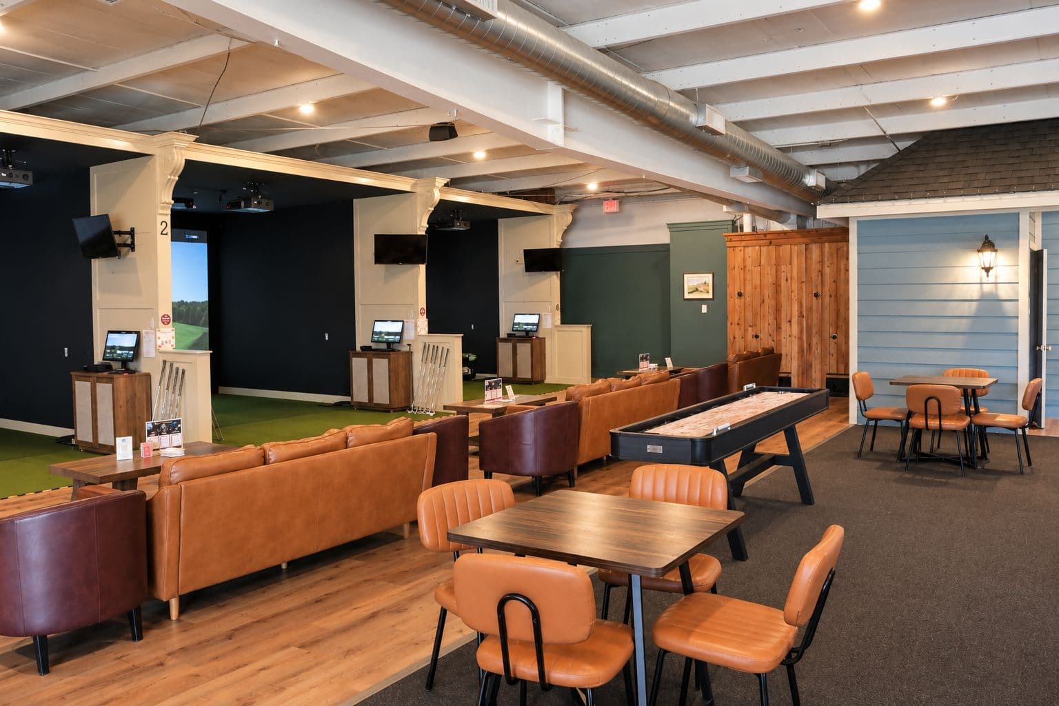 The lounge and games area ready for a private event