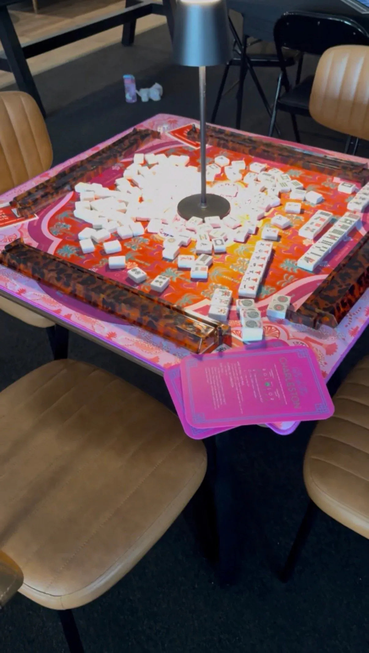 Mahjong table set up at The Golf House